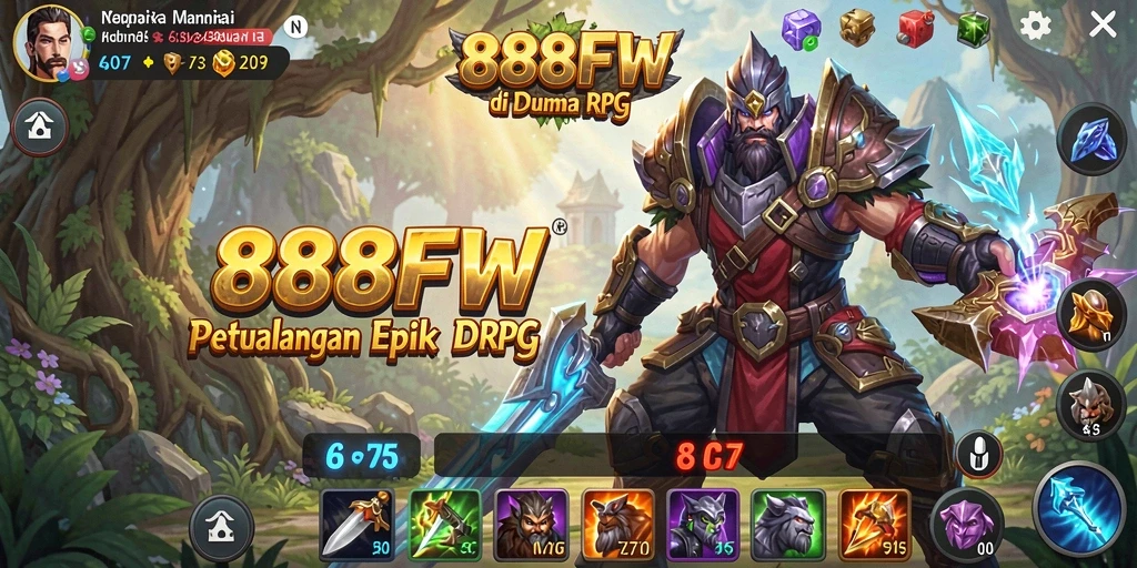 Tangkapan layar gameplay 888FW menampilkan aksi seru dalam pertempuran RPG.