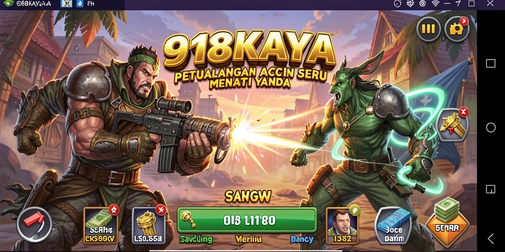 Tangkapan layar gameplay 918KAYA yang menegangkan saat bertempur.