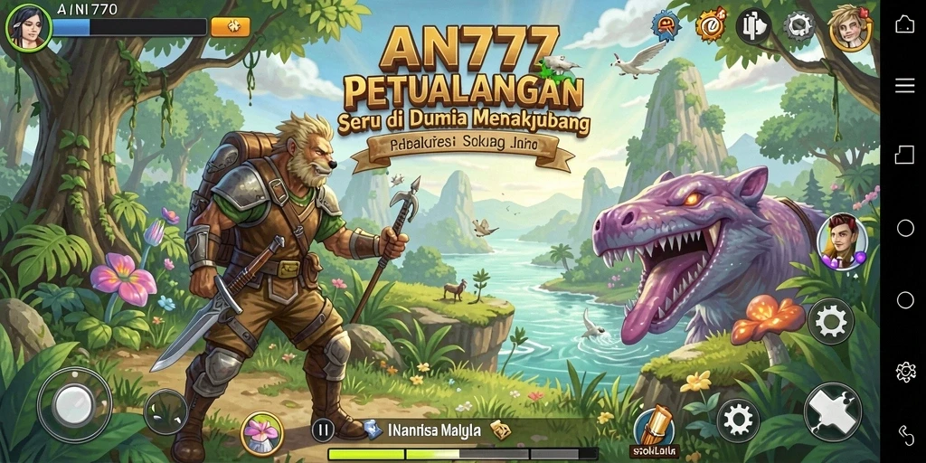 Screenshot gameplay AN777 yang menunjukkan aksi seru di dunia petualangan.