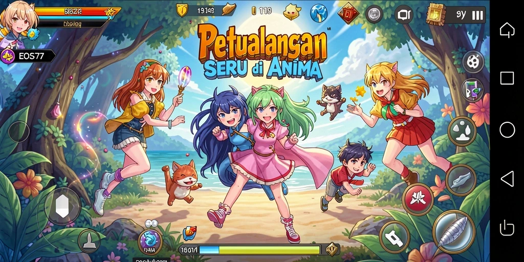 Screenshot gameplay menunjukkan aksi seru karakter Anime dalam pertarungan.