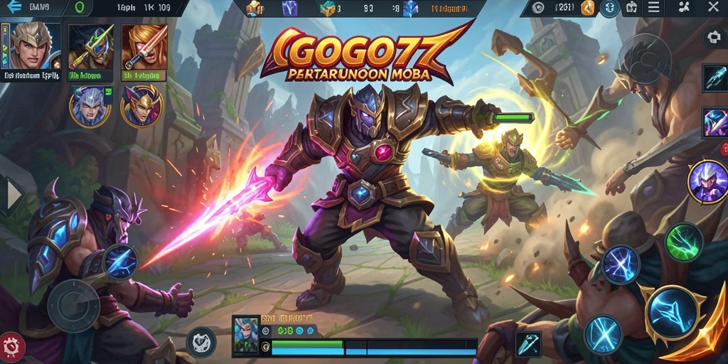 Gameplay seru GOGO77 dalam pertempuran MOBA.