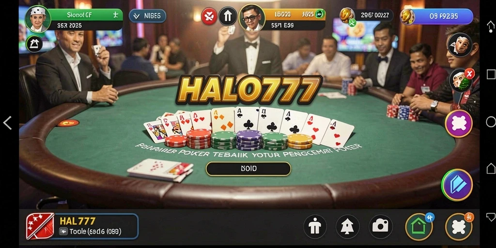 Tampilan screenshot utama HALO777 menampilkan suasana permainan poker yang seru dan mengasyikkan.