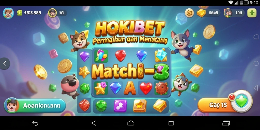 Screenshot gameplay HOKIBET menampilkan aksi mencocokkan item yang seru.