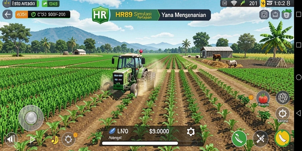 Tangkapan layar dari gameplay HR89 yang menampilkan aktivitas bercocok tanam.