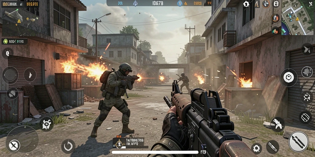 Tangkapan layar utama dari gameplay menegangkan ID678 FPS.