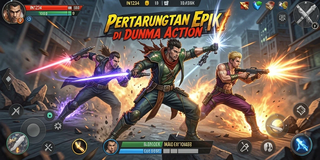 Tampilan menarik dari gameplay Action di IN1234.