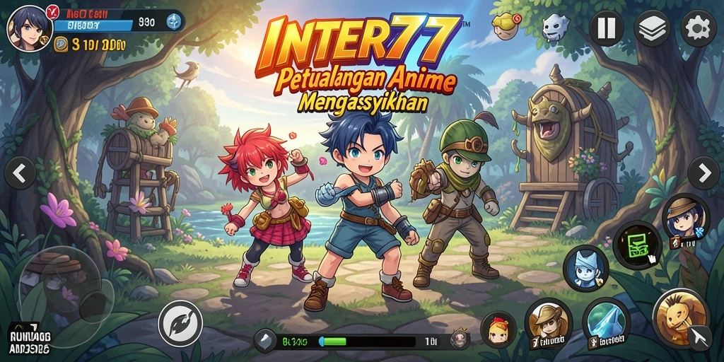 Screenshot INTER77 menampilkan aksi seru dari karakter anime.