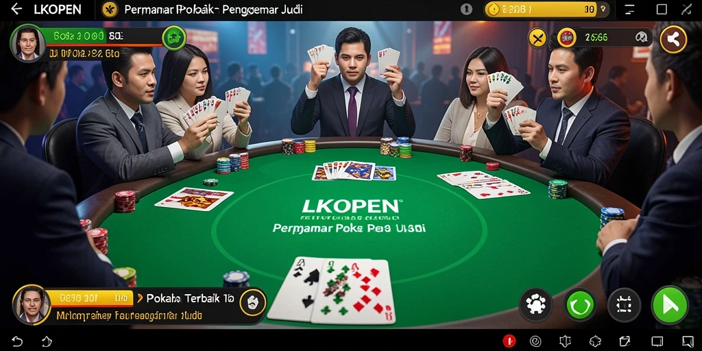 Screenshot gameplay LKOPEN yang menarik dengan banyak pemain poker