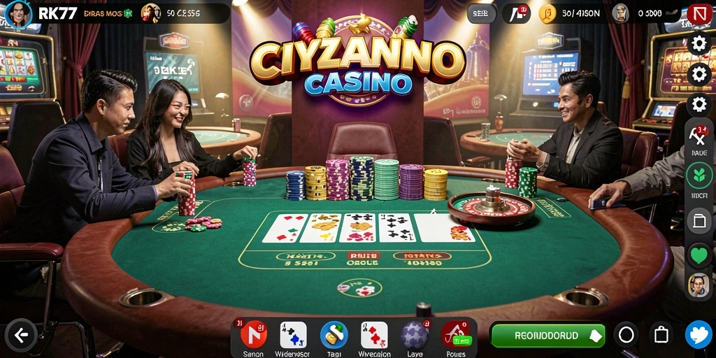 Tampilan gameplay seru dari RK77 dalam suasana Live Casino.