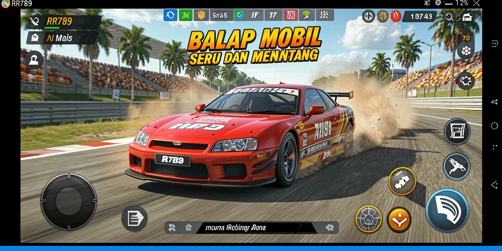 Tampilan gameplay balap mobil seru di RR789.
