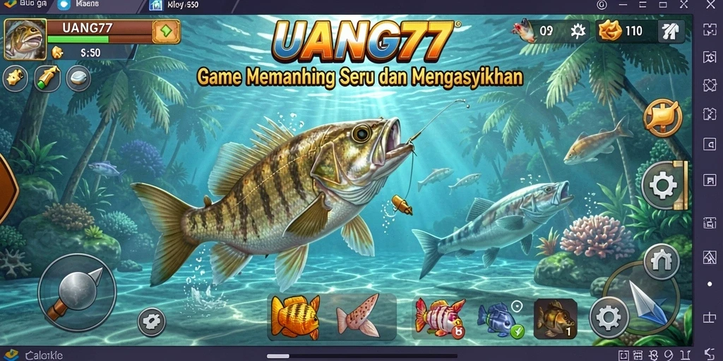 Tampilan gameplay UANG77 yang mengasyikkan saat memancing.