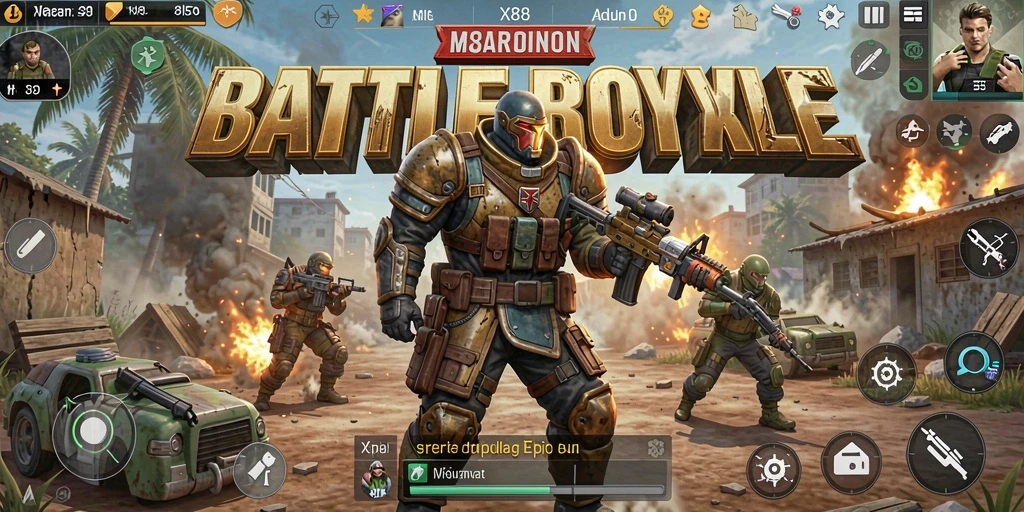 Tampilan permainan X88 dengan pertarungan sengit Battle Royale.